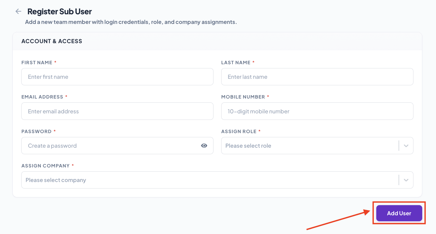 User creation confirmation