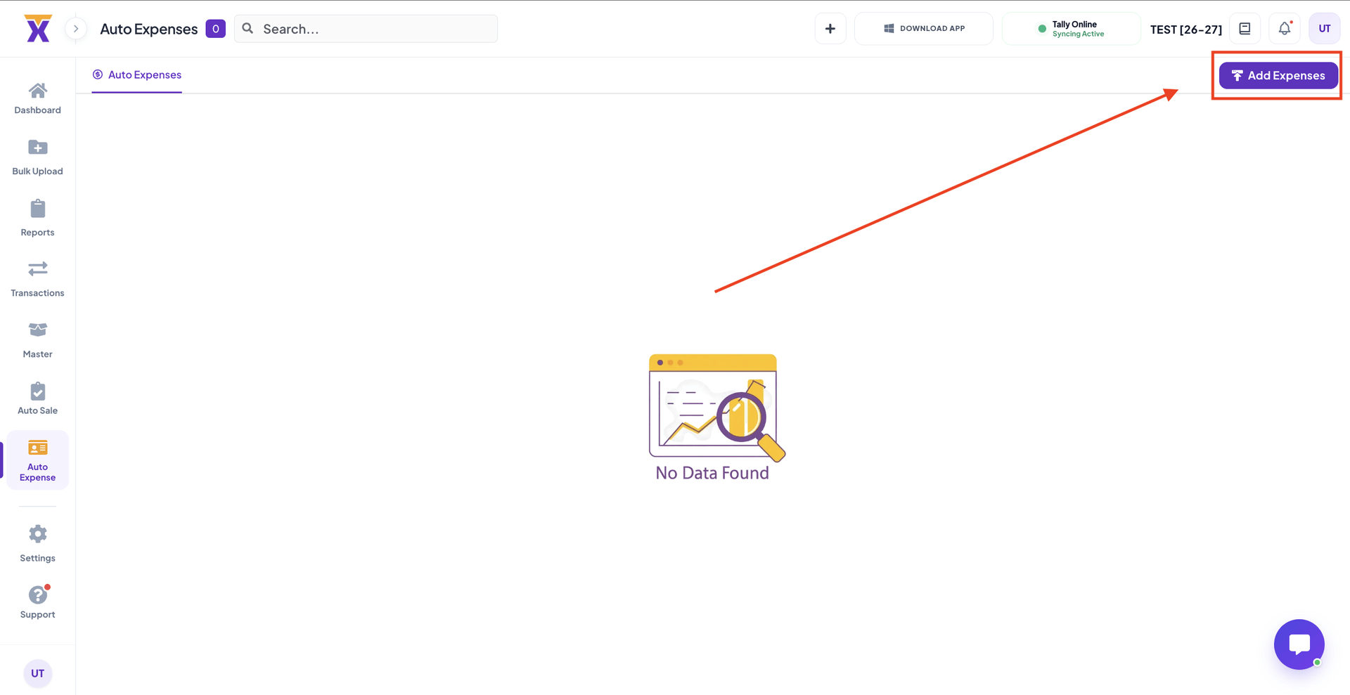Step 2: Click on Add Expense Button