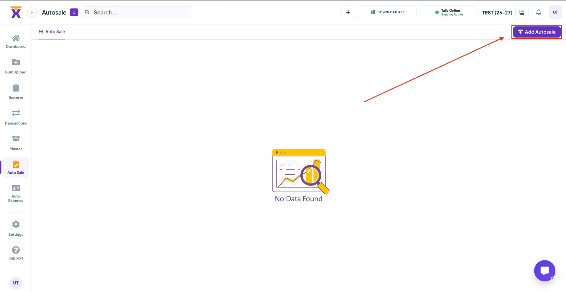 Step 2: Click on Add AutoSale