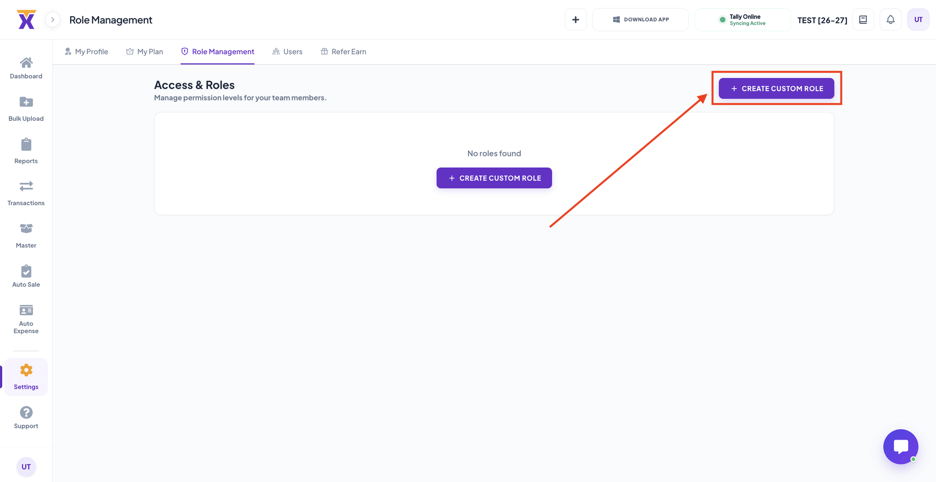 Create new role interface