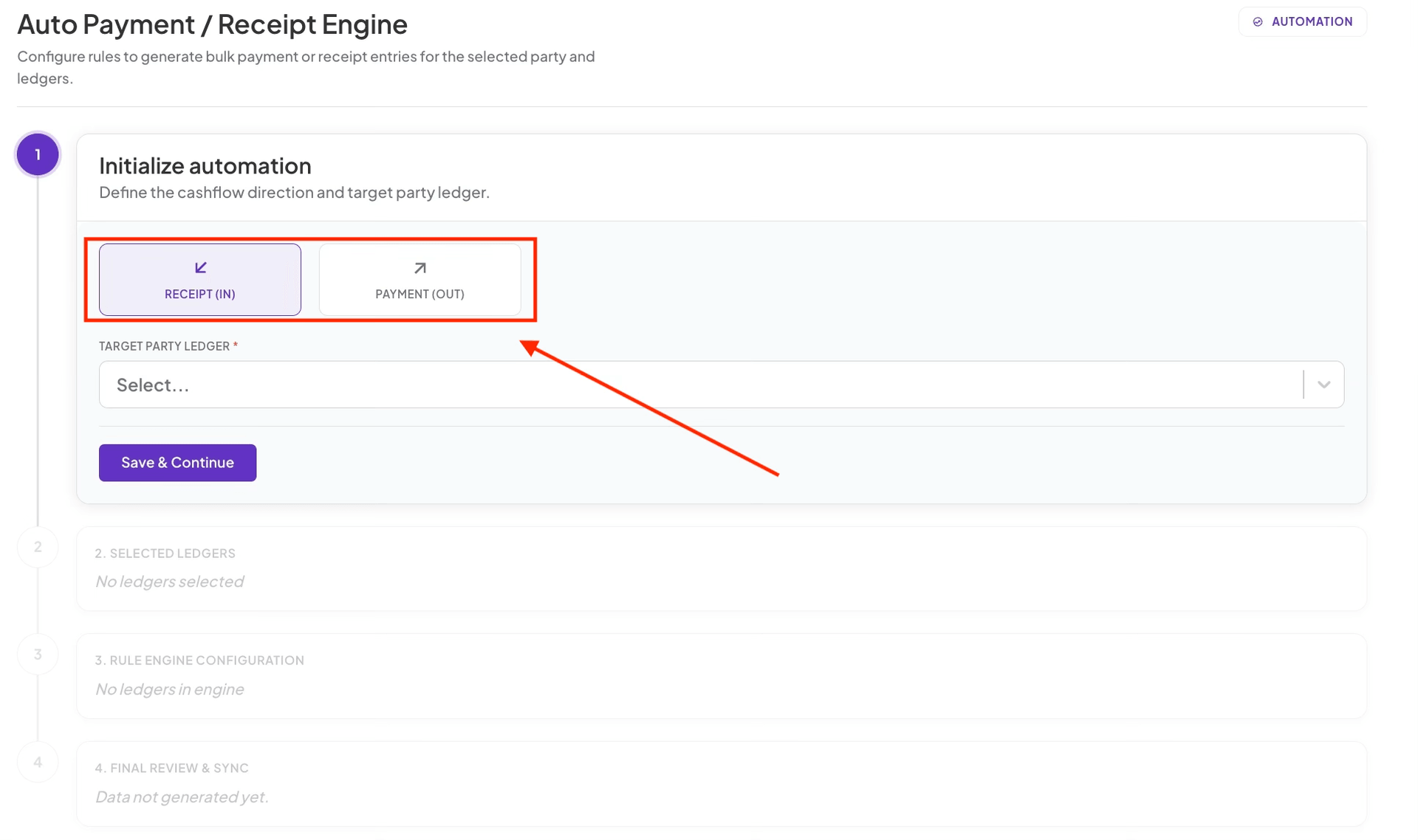 Step 3: Select Receipt or Payment Option