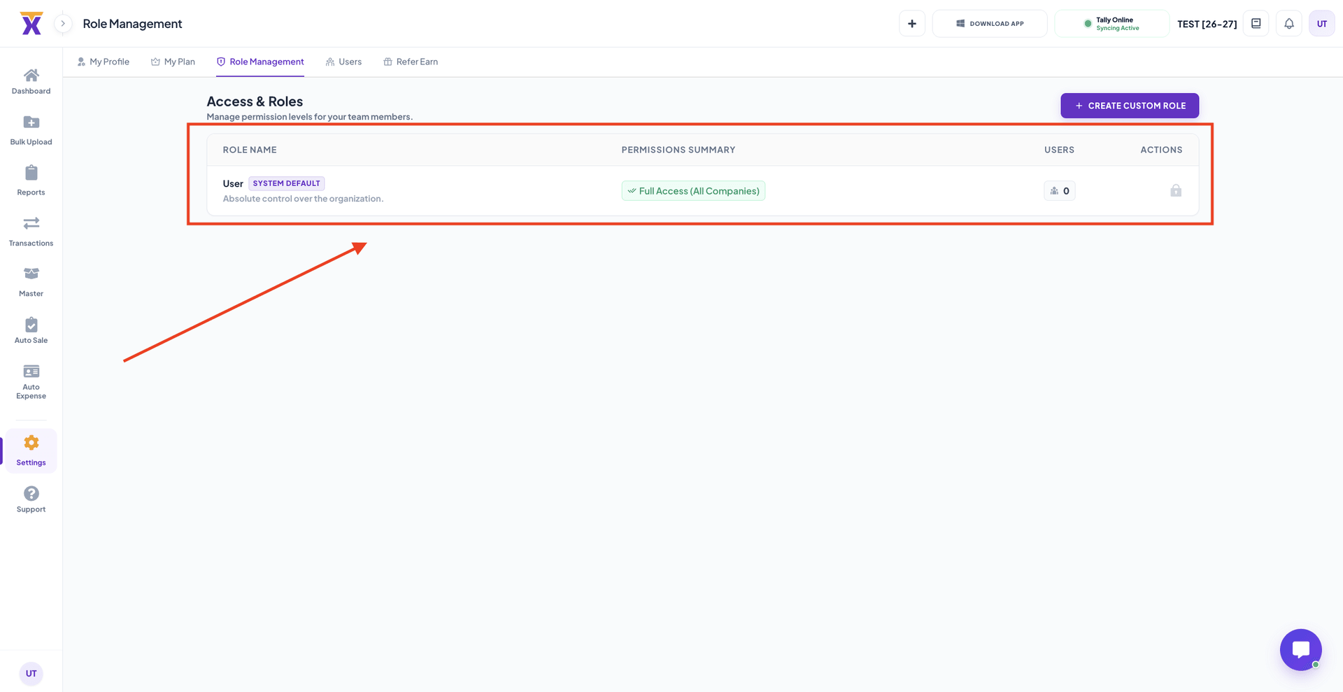 Role creation success confirmation