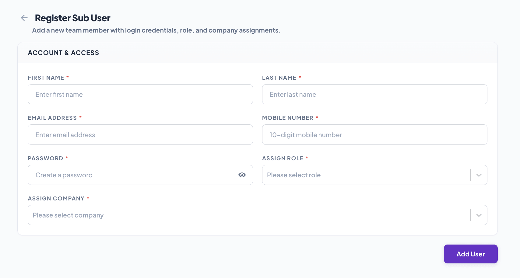 User details form